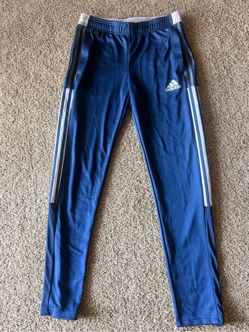 adidas Kids Blue Jogger Sweatpants with White Stripes 11-12Y